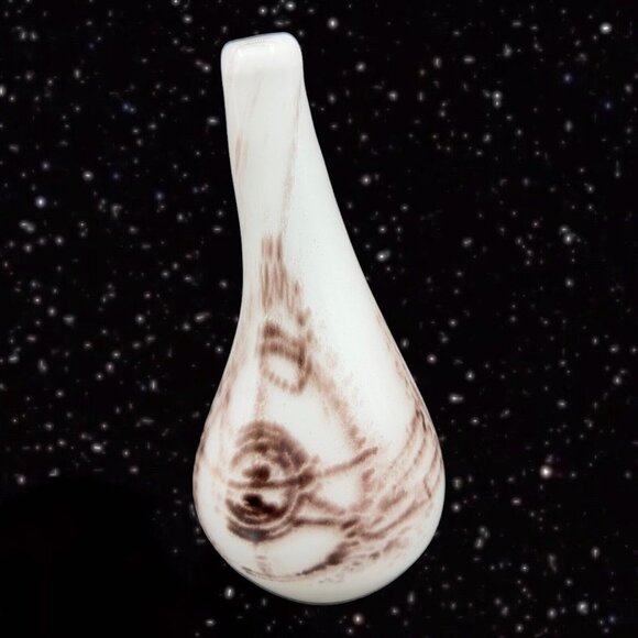 Art Glass Vase Hand Made Glass Signed By Artist White With Swirls Abstract 6”T - Picture 7 of 16